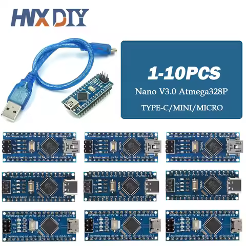 1-10pcs For Nano V3.0 Micro Controller Module ATmega328P Module Nano Board CH340 USB Cable Compatibl