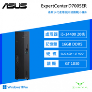 ASUS ExpertCenter D700SER華碩商用電腦/i5-14400/NV GT 1030 2G/16G D5/512G SSD/1T HDD/300W/Win11 Pro/3年保固/D700SER-514400010X