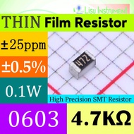 4.7k 0603 ±05% THIN Resistor Film SMD 4.7kΩ ±25ppm/ C 100mW 472 High Precision
