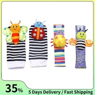 4Pcs Baby Toy 0-12 Months Baby Rattles Toys Animal Socks Wrist Strap +Rattle Foot Socks Bug Wrist St