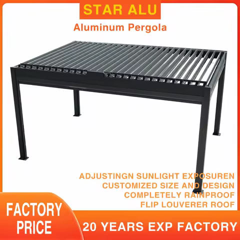 Outdoor Aluminum Pergola Customized Waterproof Sunshade Glass Sliding Outdoor Pergola Aluminum Motor