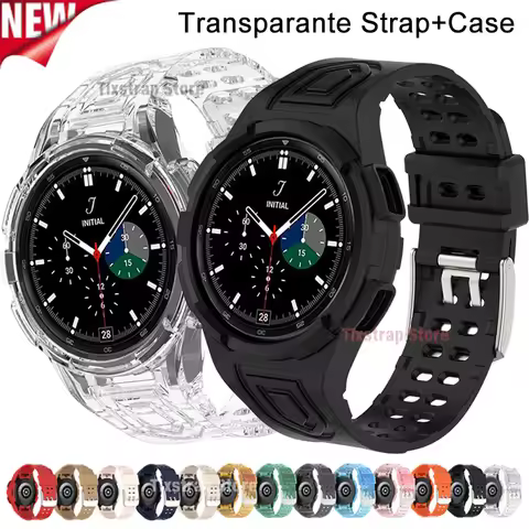 Case+Strap for Samsung Galaxy Watch 6 4 40mm 44mm Transparent Silicone Band Sport Bracelet Galaxy Wa