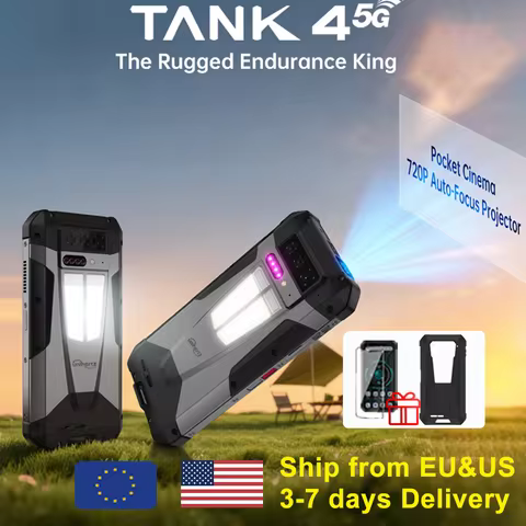 Unihertz by 8849 Tank 4 Smartphone 5G Built-in 720P Projector 512GB ROM 24GB RAM 11600mAh Dimensity 