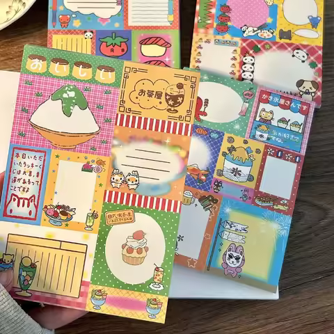 1Pc 50page Kawaii Japanese Retro Cartoon Memo Pad Cute Scrapbook Journal Background DIY Deco Paper I
