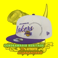 New Era 9Fifty Los Angeles Lakers Two Tone Script Beige Purple Snapback Cap Original