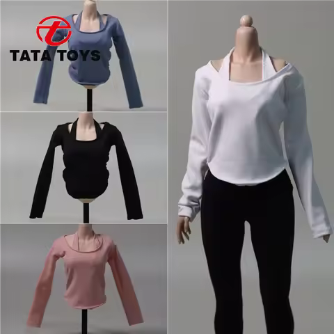 1/6 Scale female soldiers halter strap long sleeve top for 12'' TBLeague S07C Worldbox AT201 AT202 a