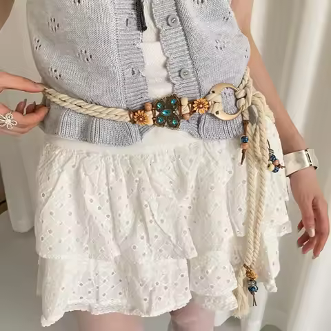 New Bohemian Waist Chain Vintage Trendy Metal Bohemian Belt Y2K Dress Decoration Bohemian Belt Summe