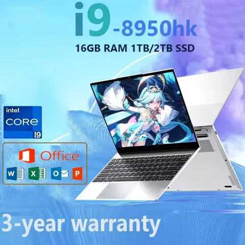 2025 New Portable Notebook Windows 11 Pro 14.1 inch Gaming Computer PC Gamer Intel Core i9 8950HK La