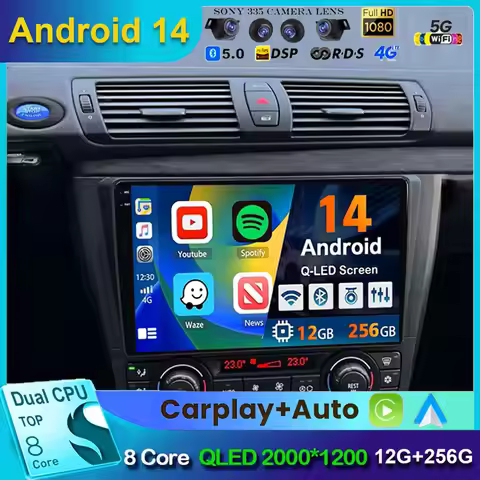 Android 14 For BMW 1-Series E88 E82 E81 E87 2004 - 2011 2K QLED Android Car Radio Multimedia Video P