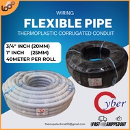 [READY STOCK] PVC FLEXIBLE PIPE WIRING (40METER PER ROLL) / PAIP FLEKSIBEL PVC  [ 20MM(3/4") / 25MM(