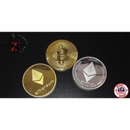 BTC, Doge, ETH Physics Coin Collector with Acrylic Coin Case  , BTC, ETH Coin Keychains, Crypto Coll