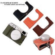 X100VI Casing Pu Leather Camera Case Half Body Cover for Fujifilm X100VI X100 Mark VI Cover