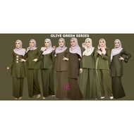 📍[DARK OLIVE] KURUNG PLAIN MODEN RIBEN/RIAU/KEDAH POKET/RUFFLE/SKIRT SEDONDON RAYA BRIDESMAID S-5XL