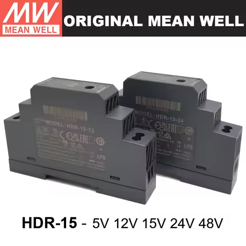 MEAN WELL HDR-15-5 HDR-15-12 HDR-15-15 HDR-15-24 HDR-15-48 5V 12V 15V 24V 48V 15W Ultra Slim Step Sh