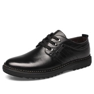 Mens leather shoesรองเท้าผู้ชาย100%หนังแท้รองเท้าหนังคุณภาพสูงรองเท้าหนังผู้ชายประกอบกิจการรองเท้าหนังบรรยากาศสบาย ๆ