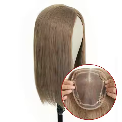 TUW09VR 5.5X6" Mono Topper Wig Chinese Virgin Human Hair Topper 100% Virgin Human Hair Hair Toppers 