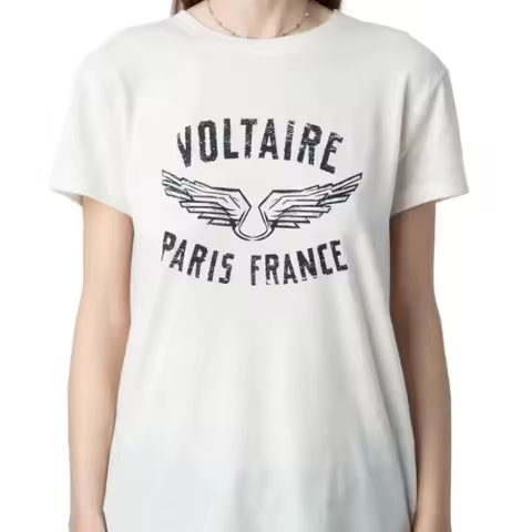 2025 Z-voltaire Zadig Printed Women T-shirt Plus Size Casual Short Sleeve Y2k Fashion Brand Harajuku
