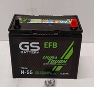 GS N55 EFB 12V.55Ah รองรับระบบ START/STOP สำหรับ MAZDA2 (เบนซิน) SWIFT YARIS Ativ Accord G9 Y2017 Ci
