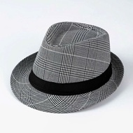 High-quality checkered felt hat for men, luxury men's small-brimmed felt hat for men