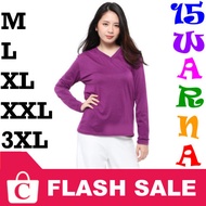 BISA COD XXXL 3XL XXL XL L M Kaos T-Shirt Wanita Cewek Perempuan Jumbo Big Size Lengan Panjang Polos