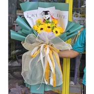 d2103 Bó hoa hướng dương sáp và gấu tốt nghiệp nhỏ sỉ 100k 1