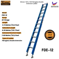 Winner FDE Fiberglass Double Extension Ladder 10ftx10ft, 12ftx12ft 12kaki x 12 kaki Tangga TNB