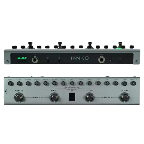 Tank-B BASS Guitar Effect Pedal Rechargeable 36 Presets 9 Preamp Slots 8 IR Cab Slots 3 Modulation/D