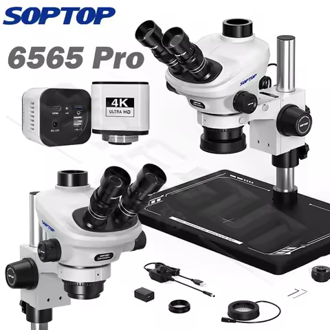 SOPTOP SZM-6565Pro Trinocular Stereo Microscope Continuous Zoom 6.5-65X For Phone PCB BGA Motherboar