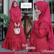 SANDRA SYARI BRUKAT/GAMIS BRUKAT/DRESS BURKAT/BRUKAT SYARI/GAUN PESTA BRUKAT/GAMIS SET KHIMAR
