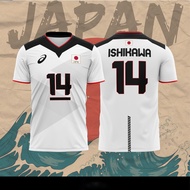 White Japan Olympic Volleyball Jersey Full Sublimation Volleyball Round Neck Jersey