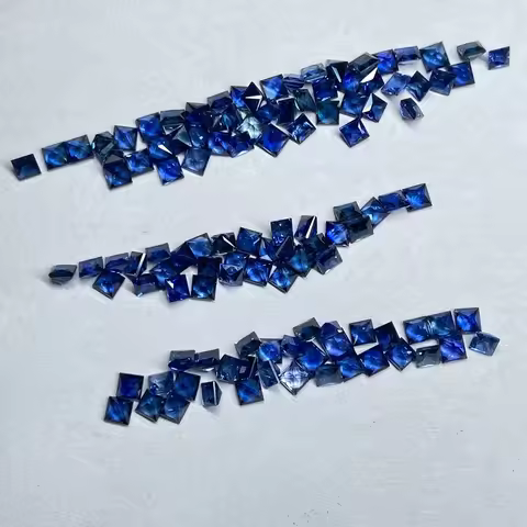 1 Carat About 18 Pieces Square 2x2mm A Quality 100% Thailand Natural Original Royal Blue Sapphire Ge