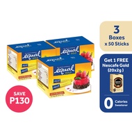 Buy 3 boxes of Equal Gold No Calorie Sweetener 50 Sticks, get FREE Nescafe Gold