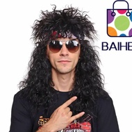 BAIHEE Halloween Party Cosplay Wig, Fluffy Curvy 70s 80s Rockstar Wig, Punk Long Mullet Wig