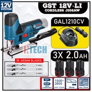 BOSCH GST12V-LI CORDLESS JIG SAW C/W 3x 2.0AH BATTERY + 1x GAL1210CV CHARGER (GST12VLI)