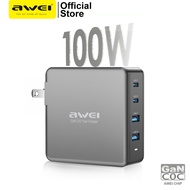 Awei PD48 100W GaN Fast Charger 4 USB Type-C Ports Fast Charging with AC Plug