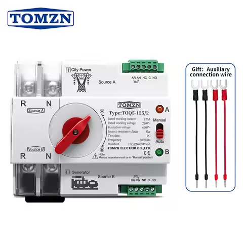 TOMZN Din Rail ATS L N 220V 110V Dual Power Automatic Transfer Electrical Selector Switches Uninterr