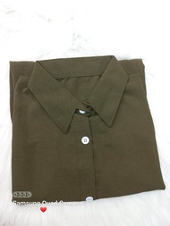 Tunik Basic Crinkle Airflow Wanita Remaja Muslim Polos Kancing Aktif Panjang Bawah Lutut Kekinian