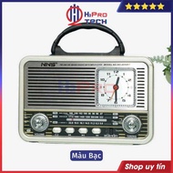 Đài FM Radio Bluetooth NS8898BT Có Đồng Hồ Cổ Điển - Công Nghệ Nhật Loa Thẻ Nghe Nhạc - H2Pro Tech