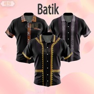 Baju Kemeja Kaamatan Print Corak Etnik Borneo Baju  Kaamatan Berkolar Butang Depan Jersey Sabah XS-3