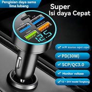 Car Charger 4USB 66W Fast Car Charger Adapter Auto Charger Dual LCD Display 3.1A