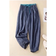 Harem Pants - High-Waisted Women's Cotton Linen Blend Harem Pants | Thin Style