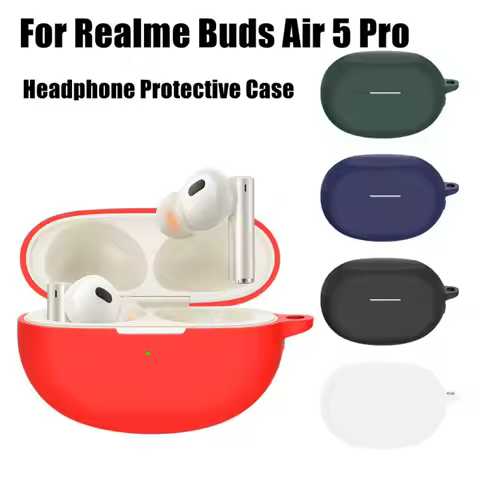 for Realme Buds Air 5 Pro Dustproof Silicone Case Washable Soild Color Earbuds Sleeve Anti-fall Earb
