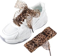 4 Pairs Leopard Shoe Laces, Leopard Ribbon Shoelaces 4 cm Width Ribbon Shoe Laces Replacement Cheeta
