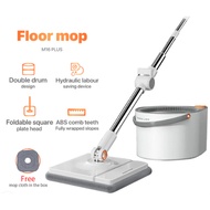 Joybos Easy Washing Round Spin Mop & Bucket System [ Two  Square Cloth Mop ]