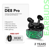 Dmes DE8 Pro Wireless Earbuds Bluetooth 6.0 IPX6 Waterproof 65ms Low Latency 8H Playtime 10mm Driver