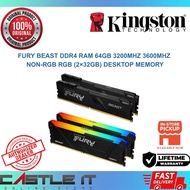 Kingston Fury Beast DDR4 RAM 64GB 3200MHz 3600MHz Non-RGB RGB (2×32GB) Desktop Memory