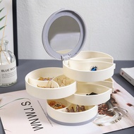 Rotating Multi-layer Desktop Storage Box Hair Accessories Jewelry Makeup Box with Lid Dustproof Jewe