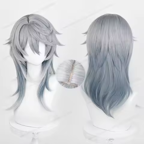 Honkai:Star Rail Sunday Cosplay Wig 52cm Gray Blue Gradient Hair Anime HSR Cosplay Heat Resistant Sy