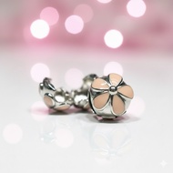 Pink Flower Clip Charm Stopper - Fits Pandora Bracelet