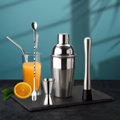 5-Piece Stainless Steel Cocktail Shaker set 700ml Bartender Kit Cocktail Tools Set Cocktail Shaker